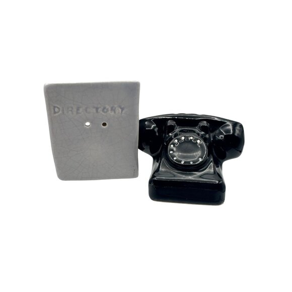 Vintage Ceramic Telephone & Directory Salt And Pepper Shakers - Picture 1 of 4